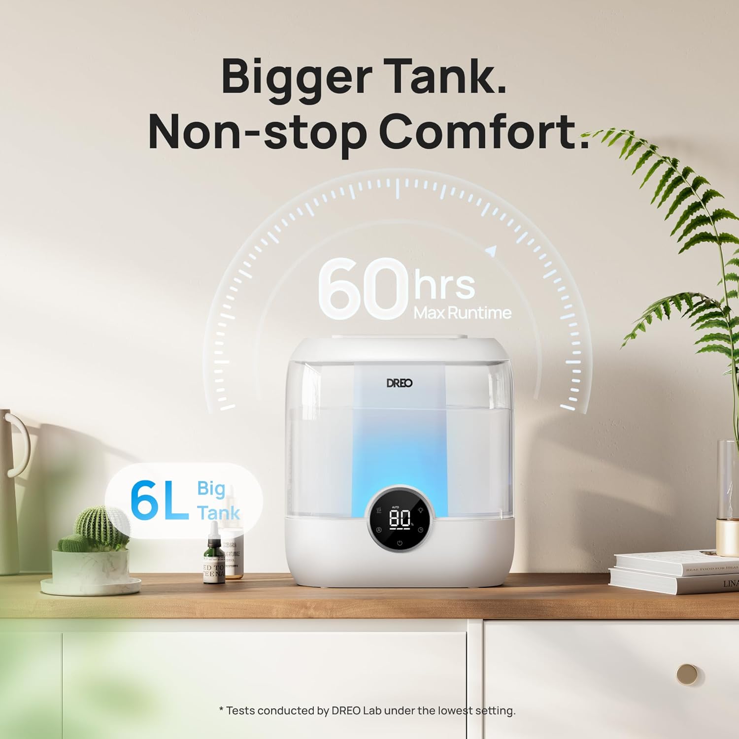 6L Humidifiers for Bedroom, 60H Runtime, 28 dB Quiet, HM524 | Precise Humidity Control, Easy to Refill & Clean