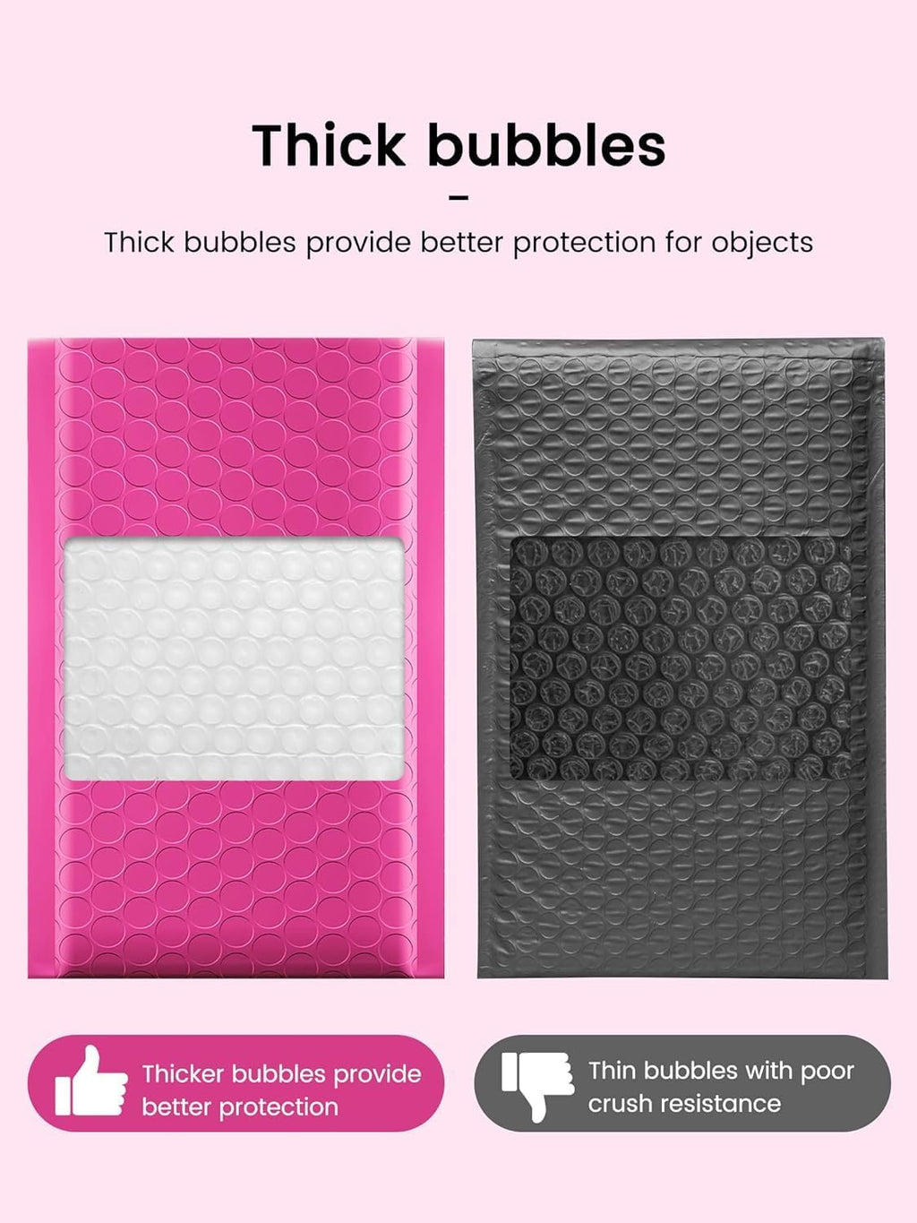 Bubble Mailers 6x10" Usable Size 6x9" Padded Envelopes Pink 25 Pack
