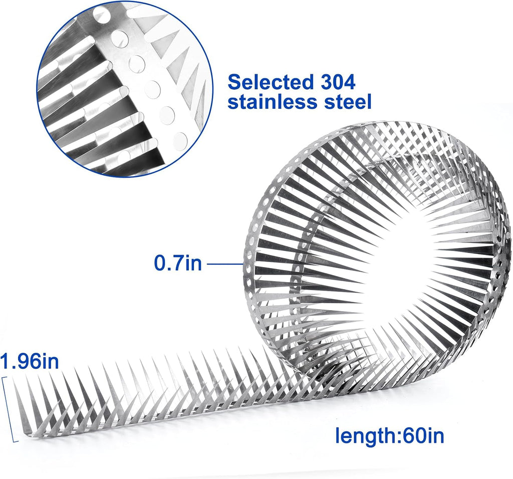 Bird Spikes - 60 Inch Stainless Steel Fence Spikes for Pigeons, Raccoons, Snakes - Deterrent Defender | 60 inch