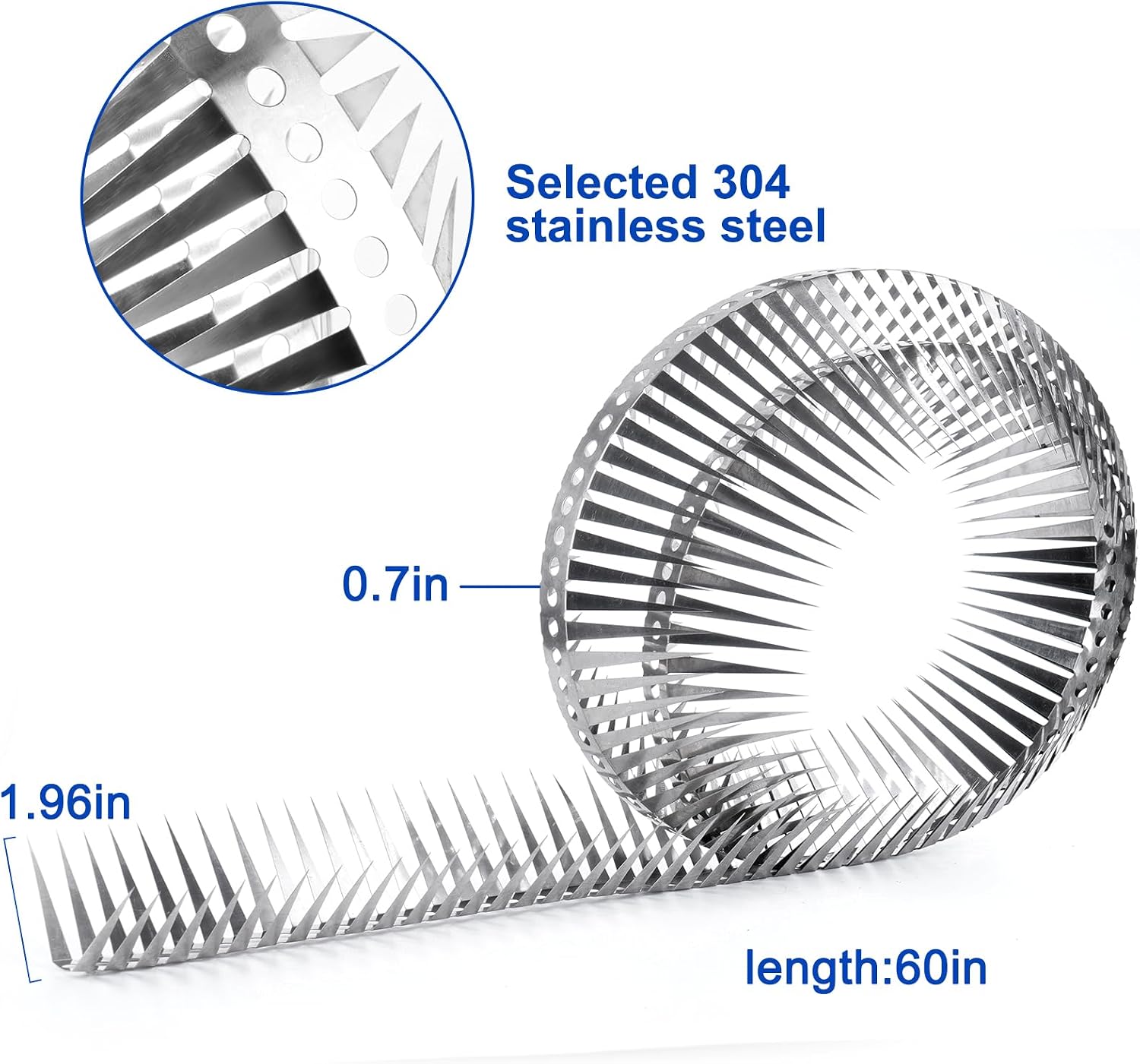 Bird Spikes - 60 Inch Stainless Steel Fence Spikes for Pigeons, Raccoons, Snakes - Deterrent Defender | 60 inch