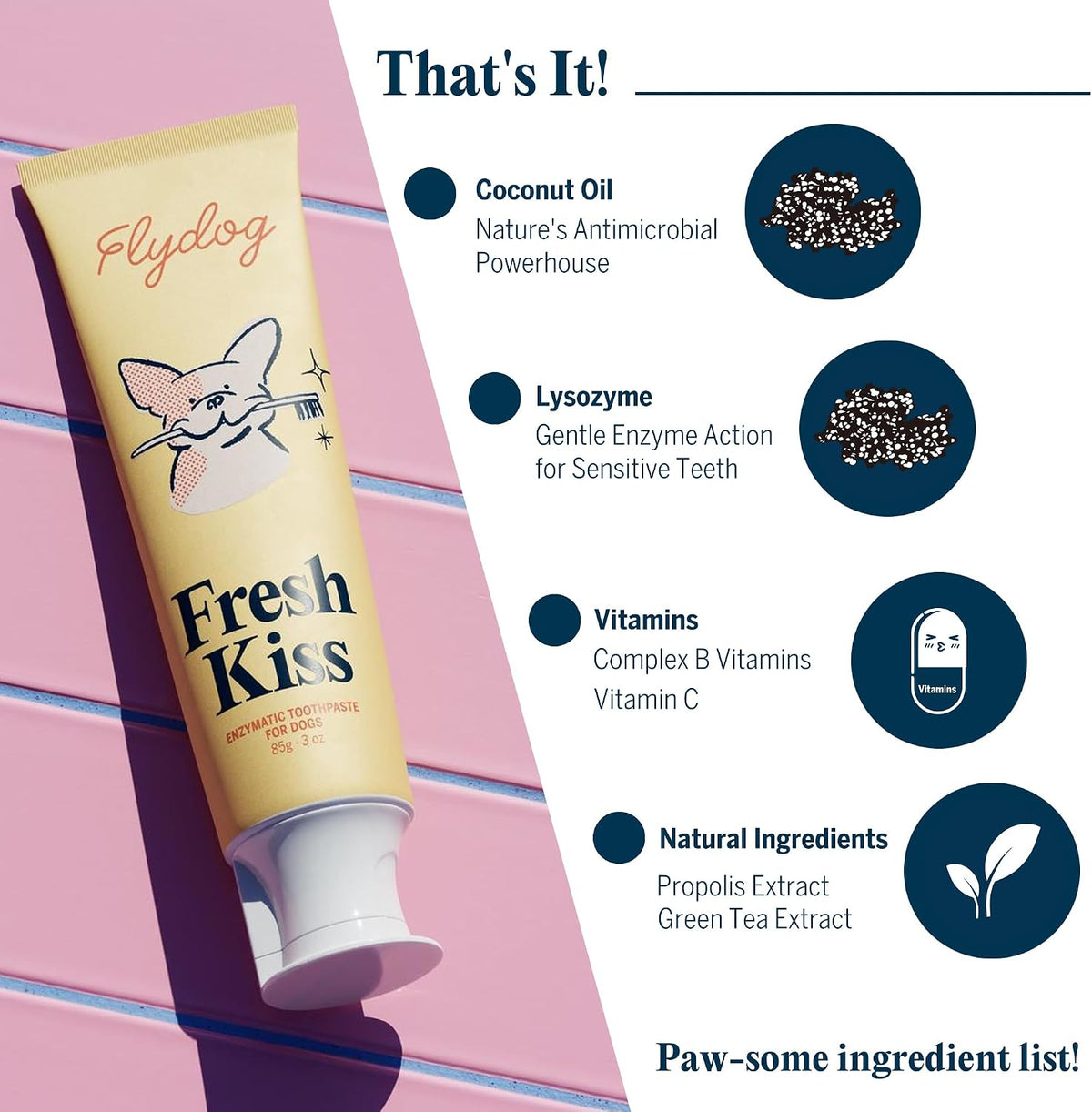 Fresh Kiss Dog Tooth Brushing Kit - Vet Approved Formula, Enzymatic Dog Toothpaste and Brush - Breath Freshener &