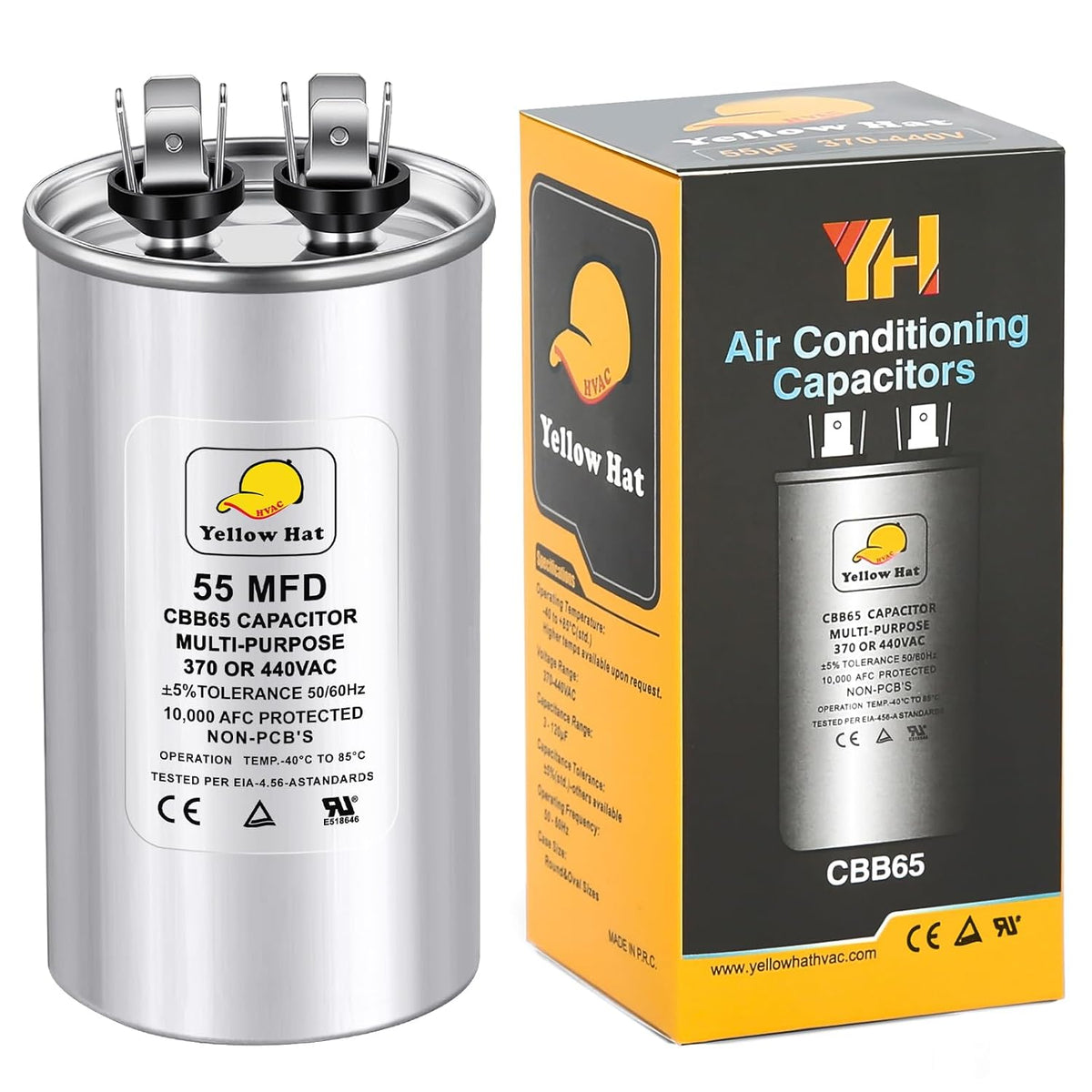 55 uF 55 MFD ±5% 370V/440V CBB65 Run Round Capacitor for AC