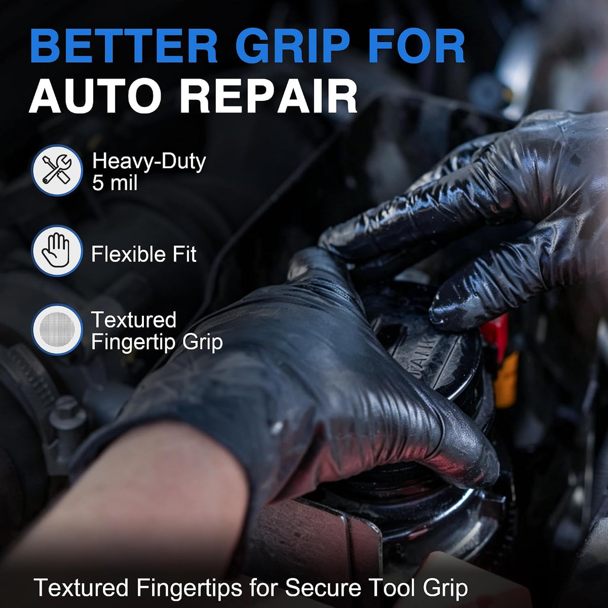 Black Nitrile Gloves, Gloves Disposable Latex Free, Powder Free