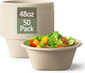48 Oz Disposable Bowls - Heavy Duty and Compostable Bowl - Made from Sugarcane and Bamboo Fibers, Microwave Safe