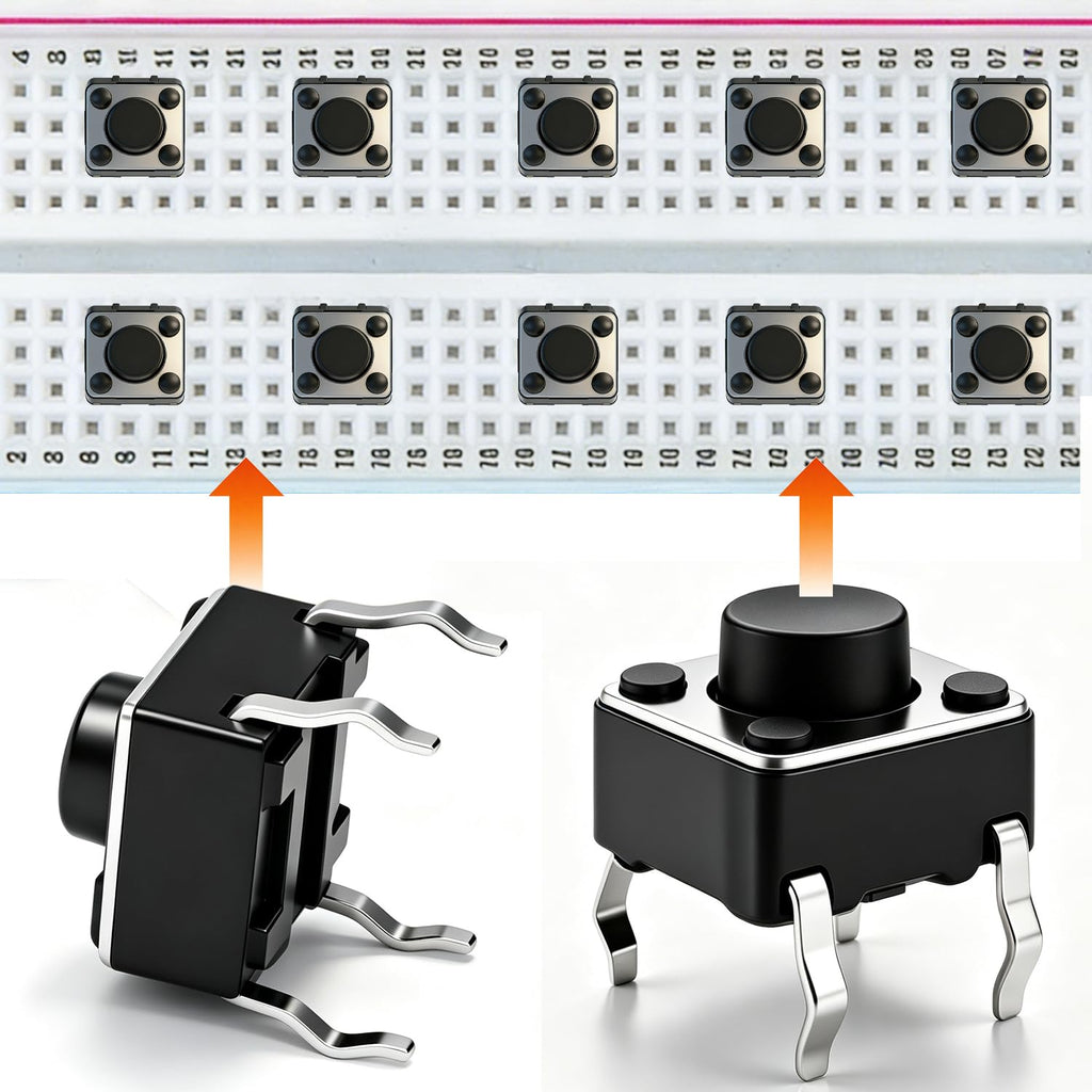 TWTADE 150Pcs Micro Momentary Tactile Push Button Switch 6x6x5mm 4 Pin Tact Switch Assortment Kit for Remote Controls, Cameras, Computers, DIY Projects