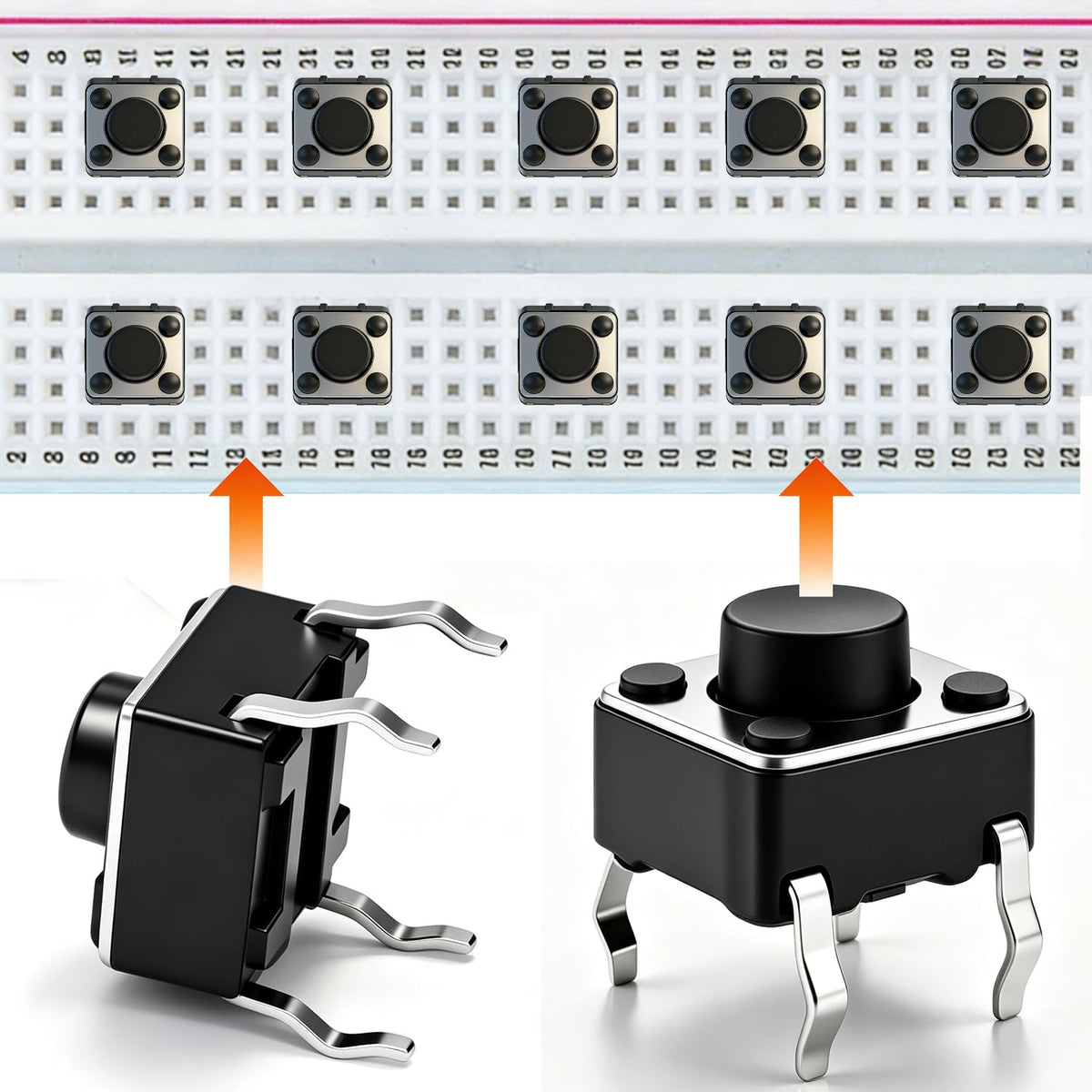 TWTADE 150Pcs Micro Momentary Tactile Push Button Switch 6x6x5mm 4 Pin Tact Switch Assortment Kit for Remote Controls, Cameras, Computers, DIY Projects