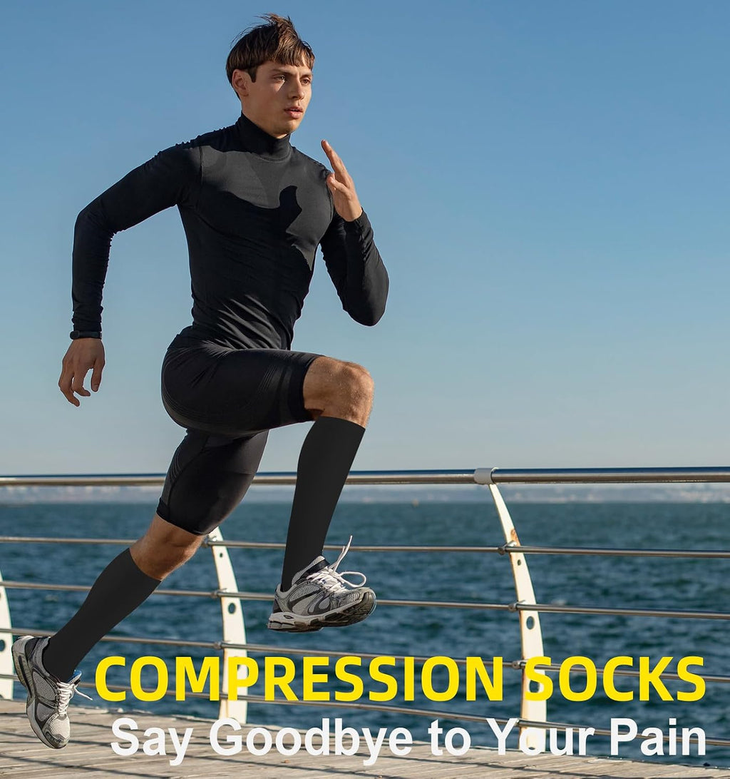 Compression Socks for Women & Men Circulation (4 Pairs) 15-20 mmHg is Best Support for Nurses Running Hiking Travel