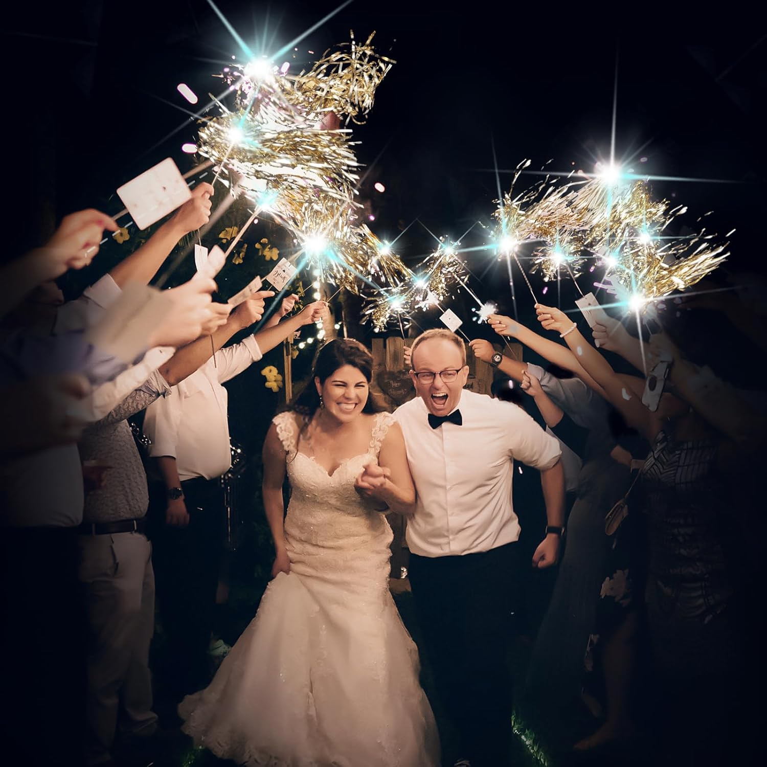 Drixbor 24 PCS Light Up Wedding Wands - LED Tinsel Streamers for Wedding Send Off & Grand Entrance, Party Favors for