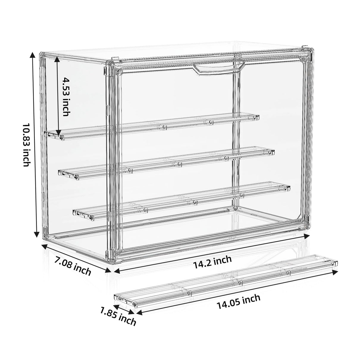 Clear Acrylic Display Case for Collectibles 4 Layer Hobby Figure Display Case Box with Shelves Stackable Figurine
