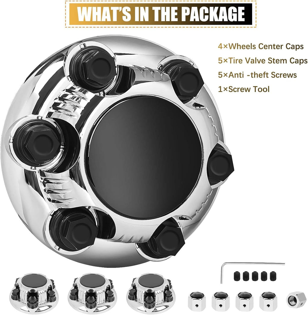 Set of 4 Wheel Center Caps 6 Lug, Chrome Hub Caps Direct Fit Replacement for 17" Wheels, Compatible with 2005-2013
