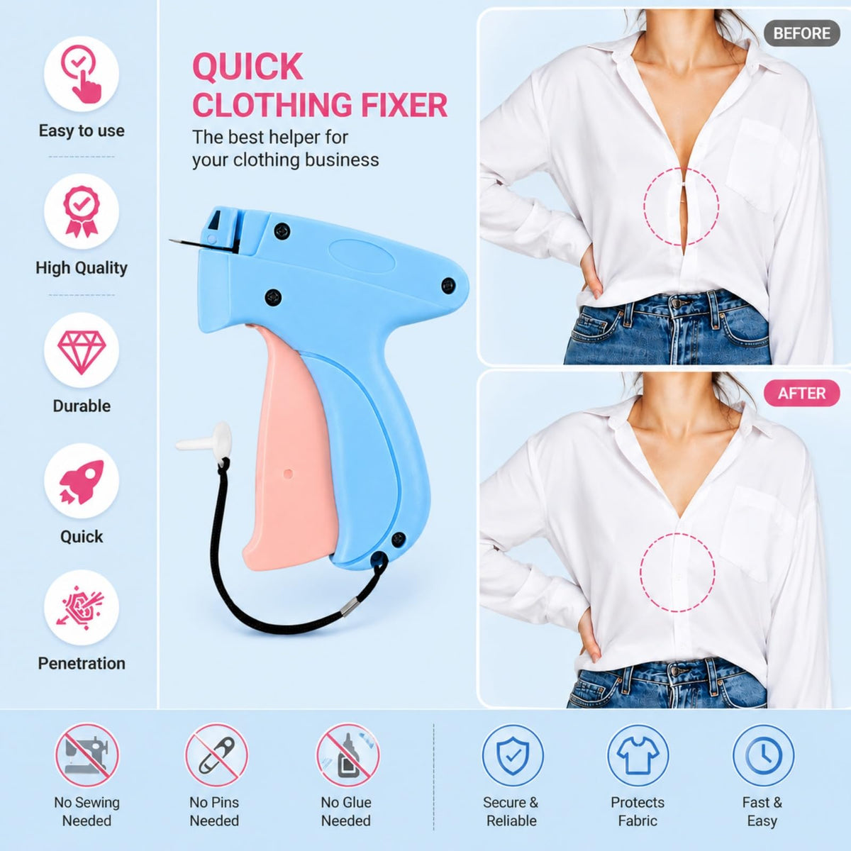 Stitch Gun for Clothes-Tagging Gun for Clothing Blue,Stitchy Stichy Tag Gun