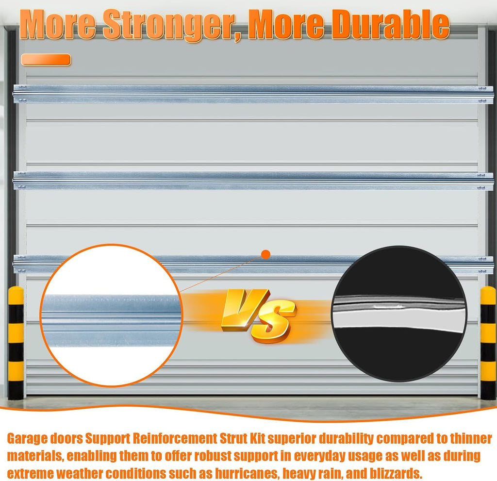 Heavy Duty Garage Door Reinforcement Struts - Ultimate Hurricane, Storm, Snow, and Wind Protection, Garage Door