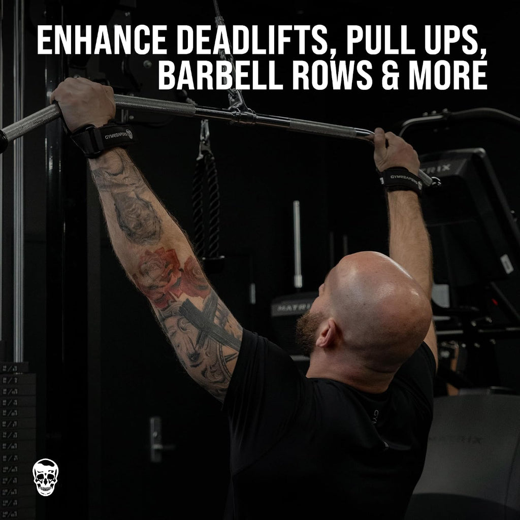 Weight Lifting Grips (Pair) for Heavy Powerlifting, Deadlifts, Rows, Pull Ups, with Neoprene Padded Wrist Wraps