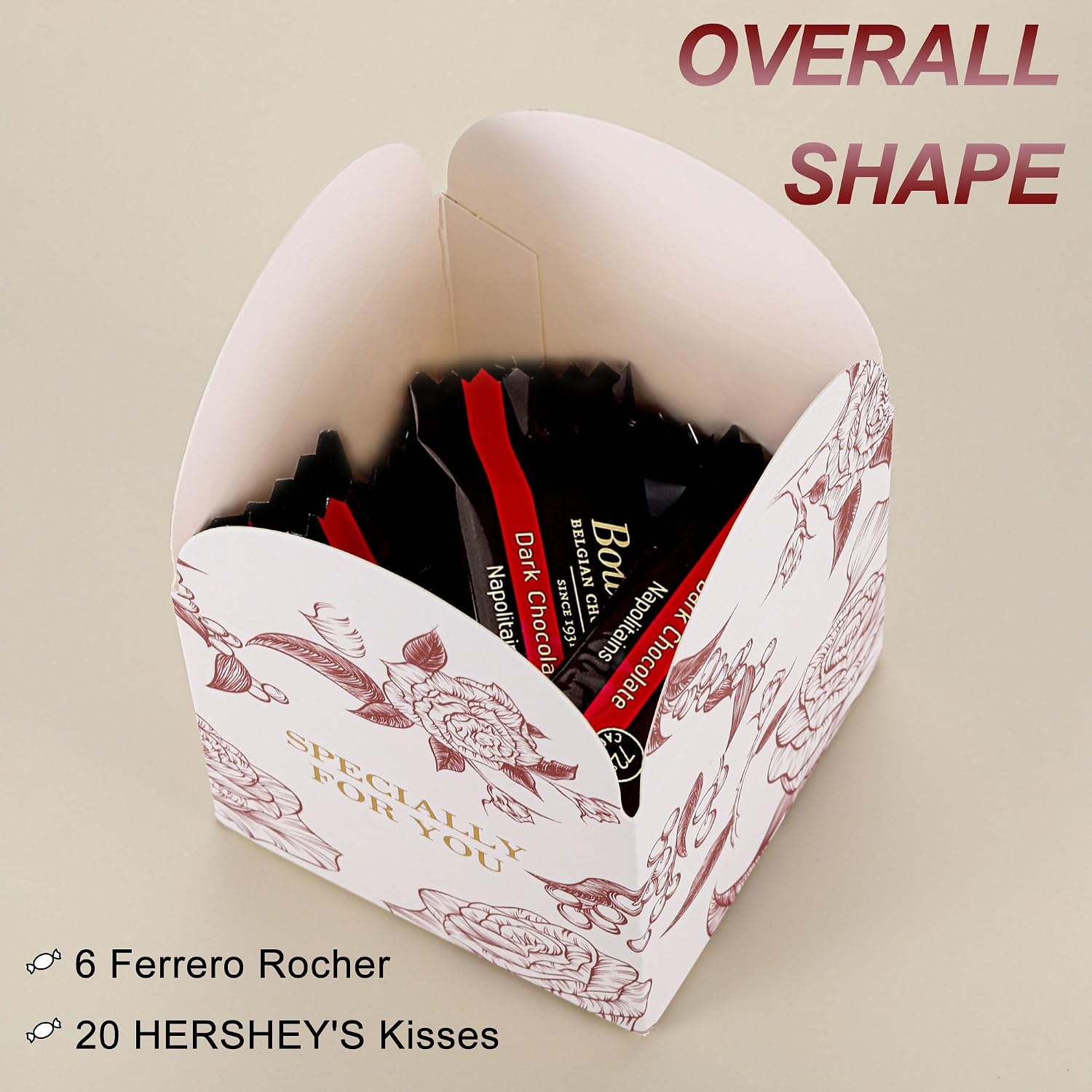 50pcs Rose Party Favor Boxes, 2.75 x 2.75 x 2.75 Inch Wine Red Candy Boxes with Ribbons for Wedding Bridal Baby