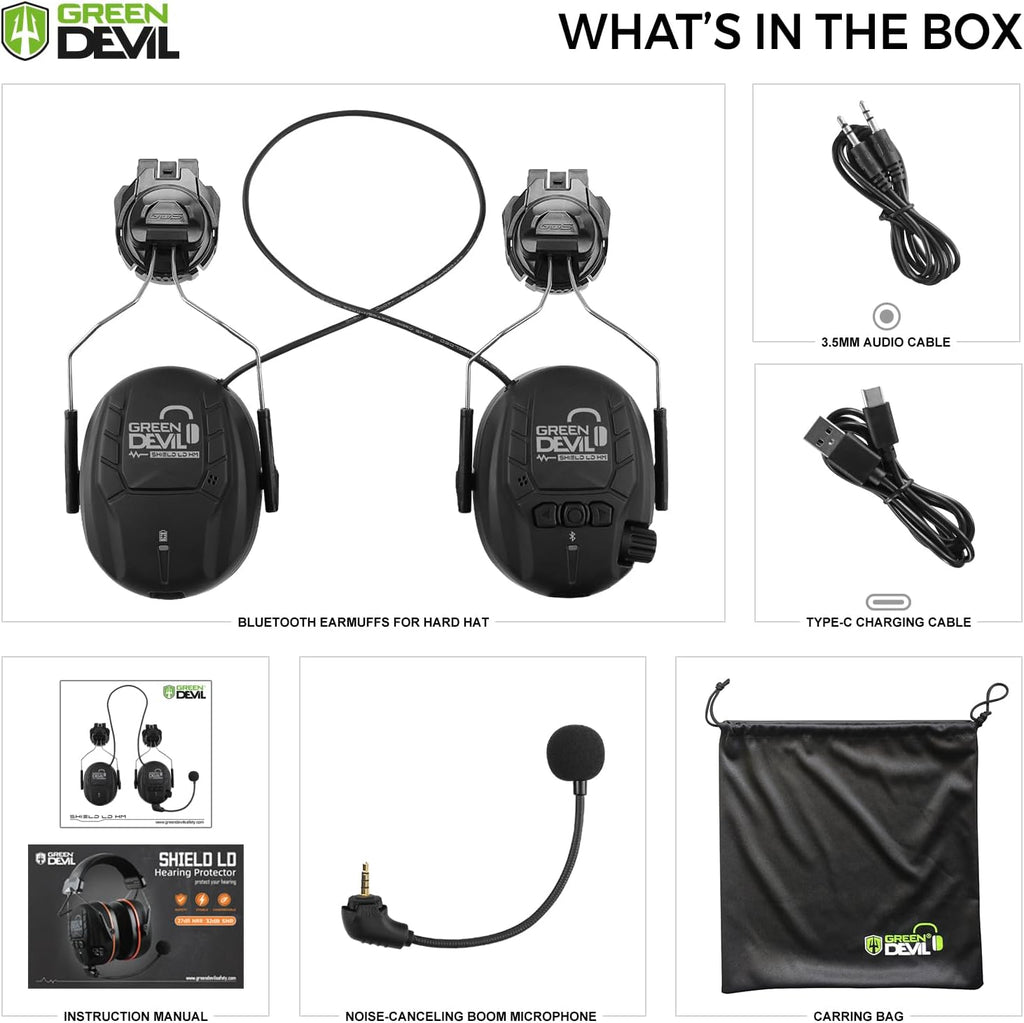 Bluetooth Hearing Protection Ear Muffs For Safety Helmet Hard Hat Mounted Attachment