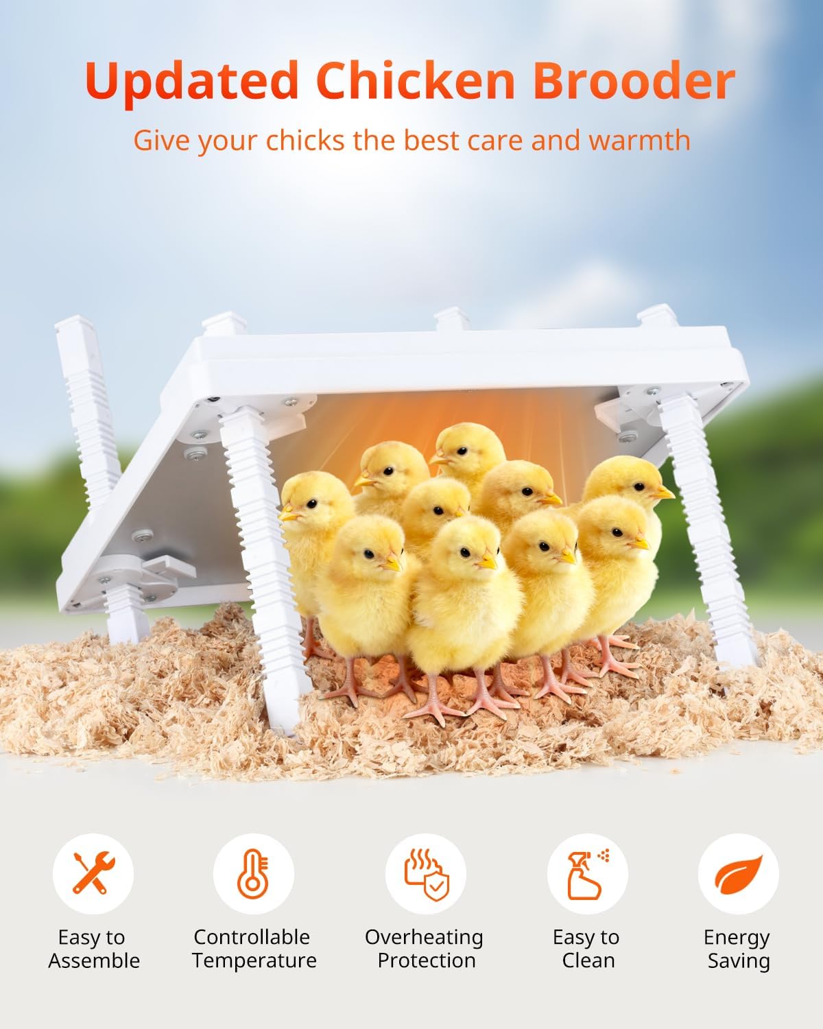Updated 12"x12" Chick Heat Plate | Adjustable Height & Angle | 30W Lower Energy | Remote-Controlled Temp & Time |