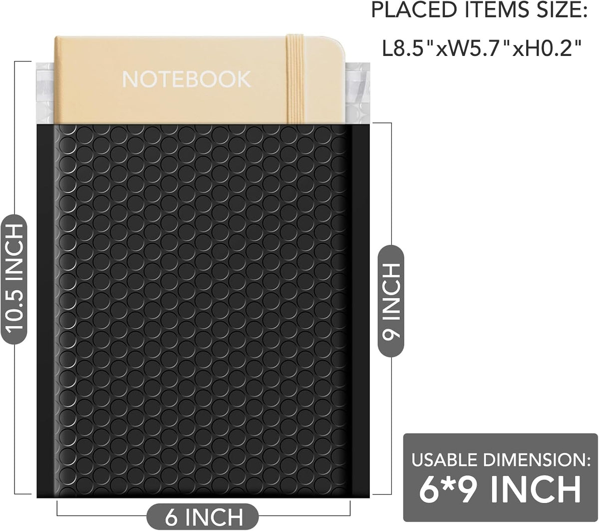 100 Pack Bubble Mailers 6x10 Inches Black Shipping Bags Self Seal