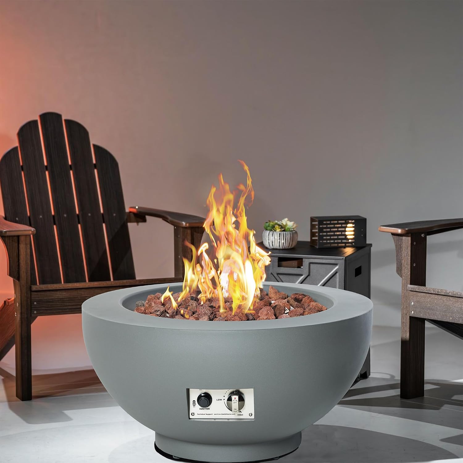 28-Inch Fire Table, 55,000 BTU Outdoor Propane Fire Pit, Patio Round Fire Bowl Gas Firepit with Lid, Lava Rocks