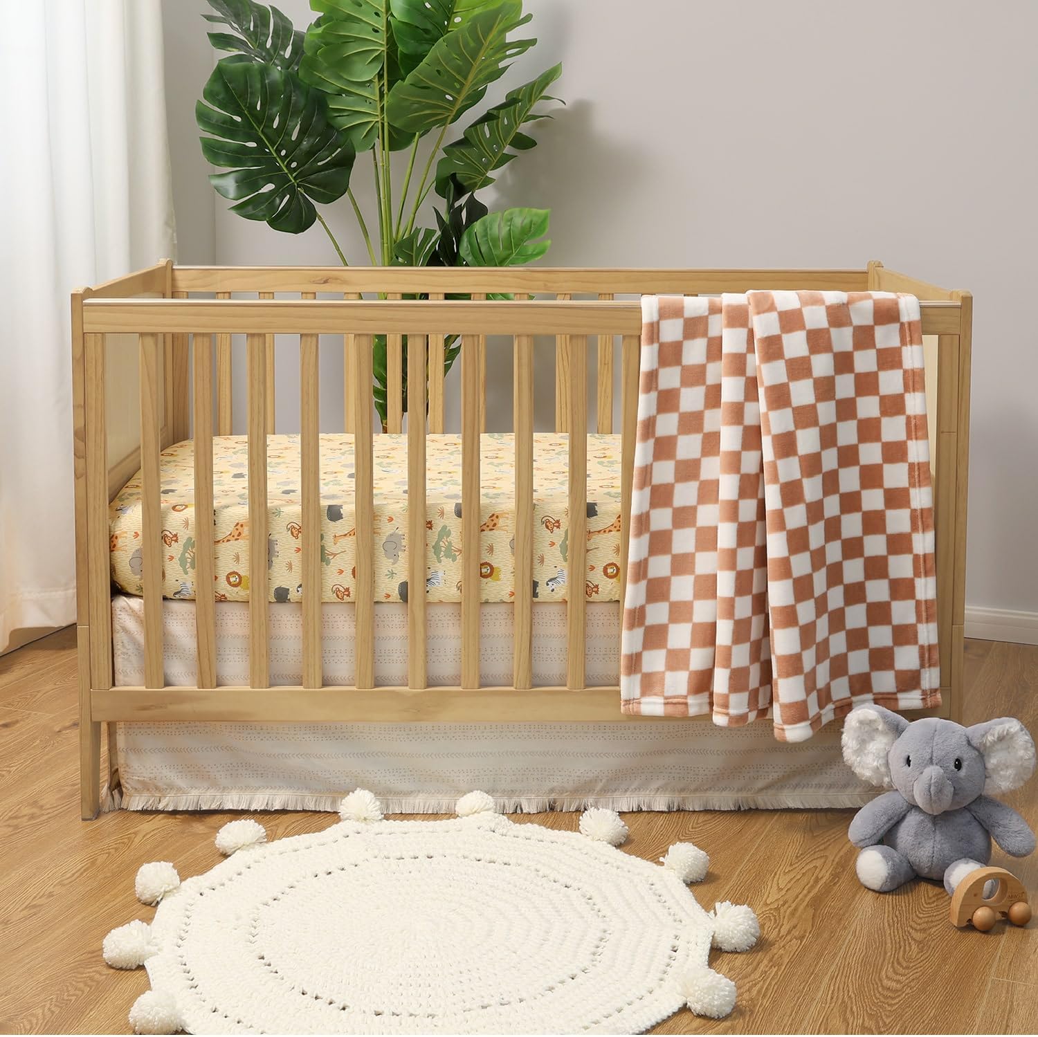 Baby Crib Bedding Set for Boys or Girls - 3 Pieces - Newborn, Infant & Toddler Bed - Checkered Baby Blanket Set with
