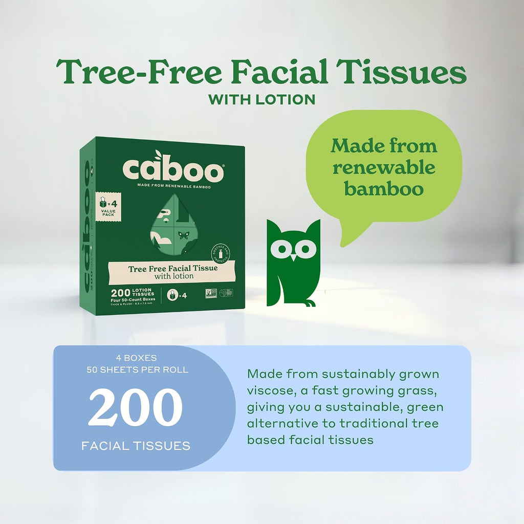 Tree Free Facial Tissues with Lotion, 50 Tissues Per Box, 4 Pack