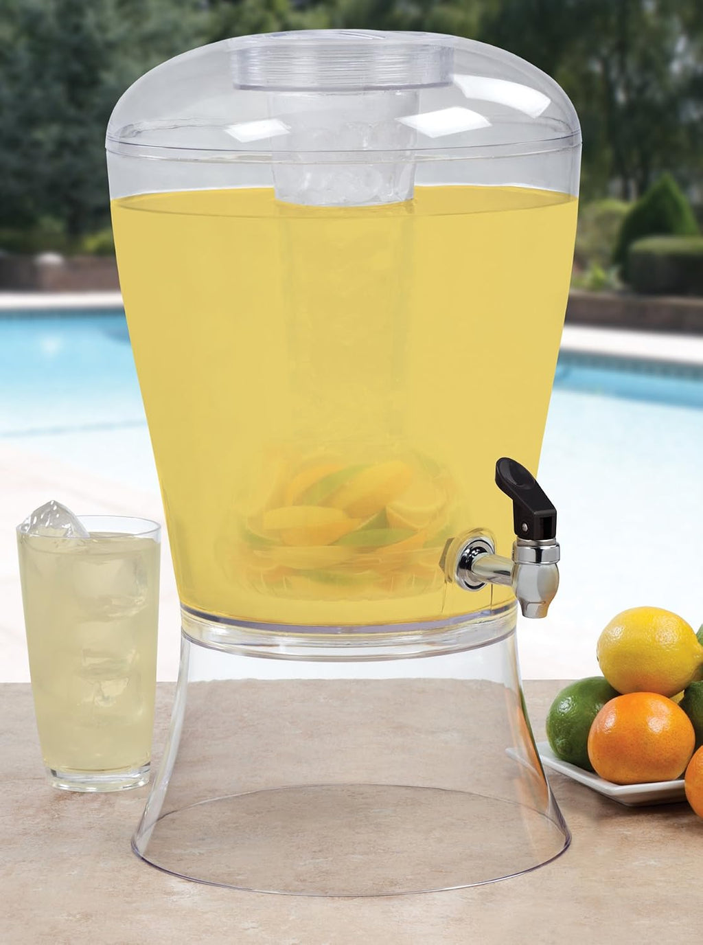 3 Gallon Beverage Dispenser With Ice Cylinder And Fruit Infuser