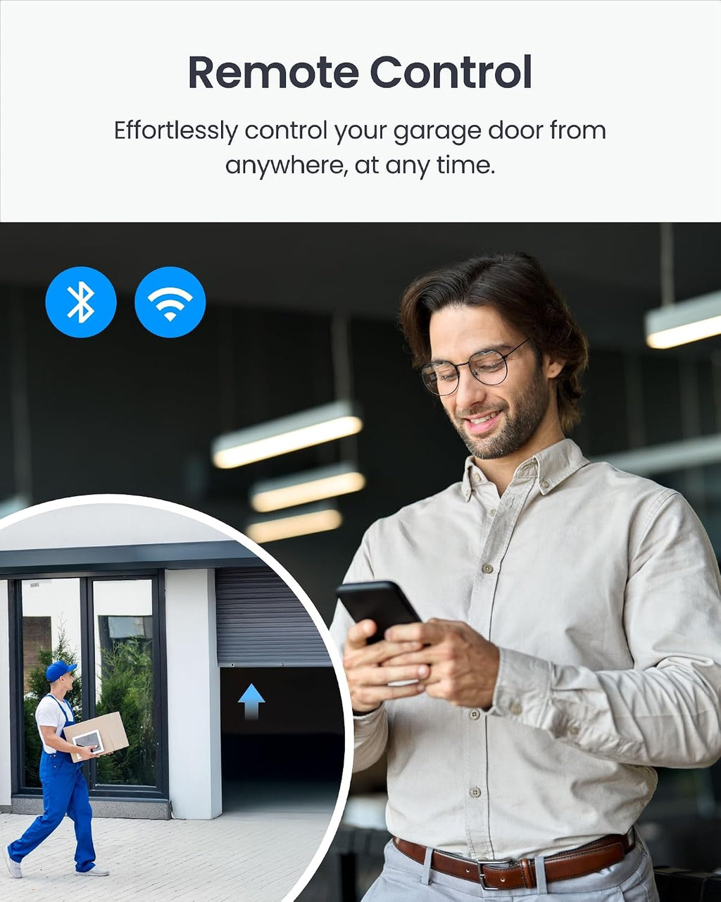 Smart Garage Door Opener w/Remote, Matter Certified, Alexa/Google/Siri/IFTTT/Smartthings Supported, Most Garage Door