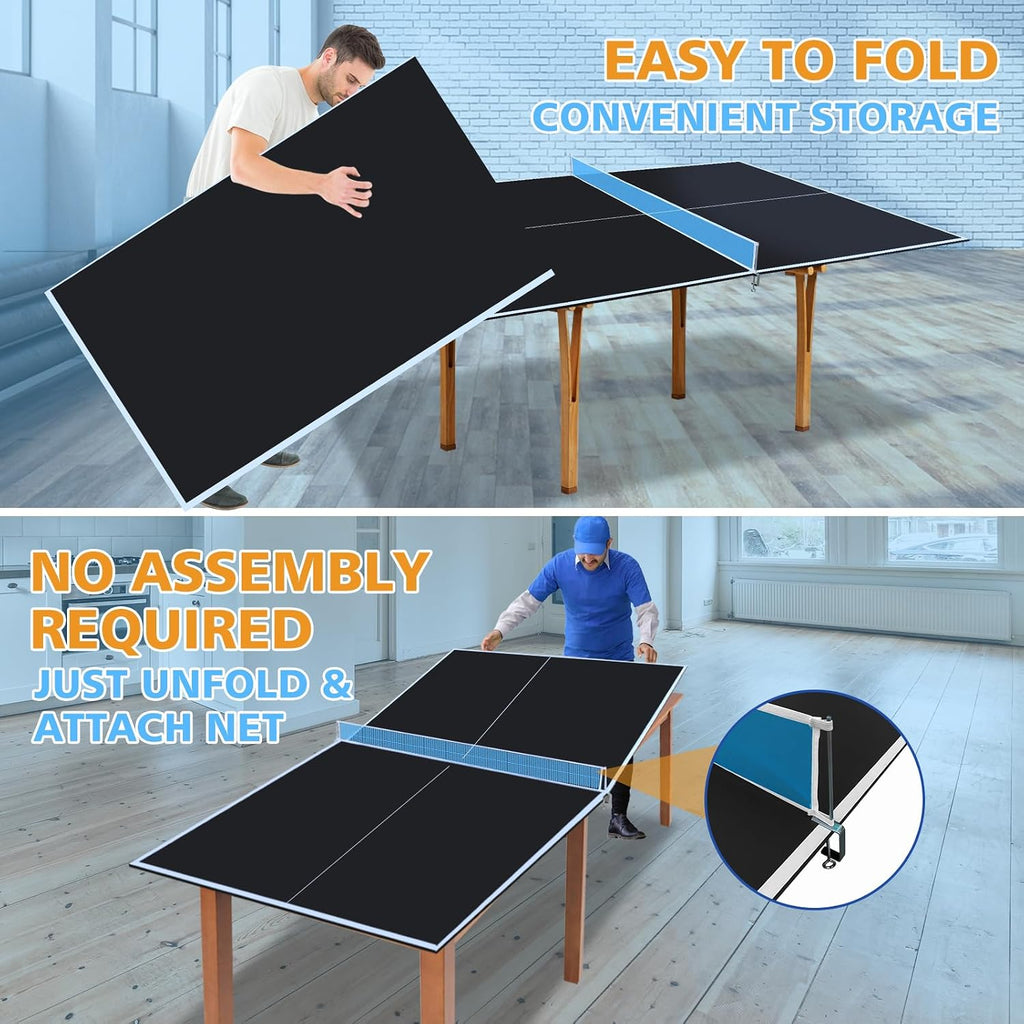 Ping Pong Table Top for Billiard Table, 7FT/8FT/8.5FT/9FT Foldable Table Tennis Table Topper for Pool Table, Indoor