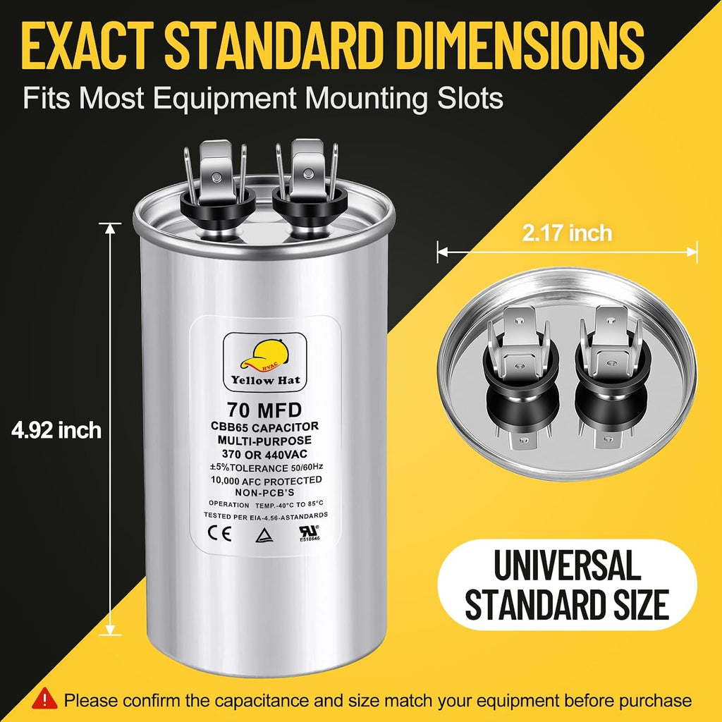 70 uF 70 MFD ±5% 370V/440V CBB65 Run Round Capacitor for AC