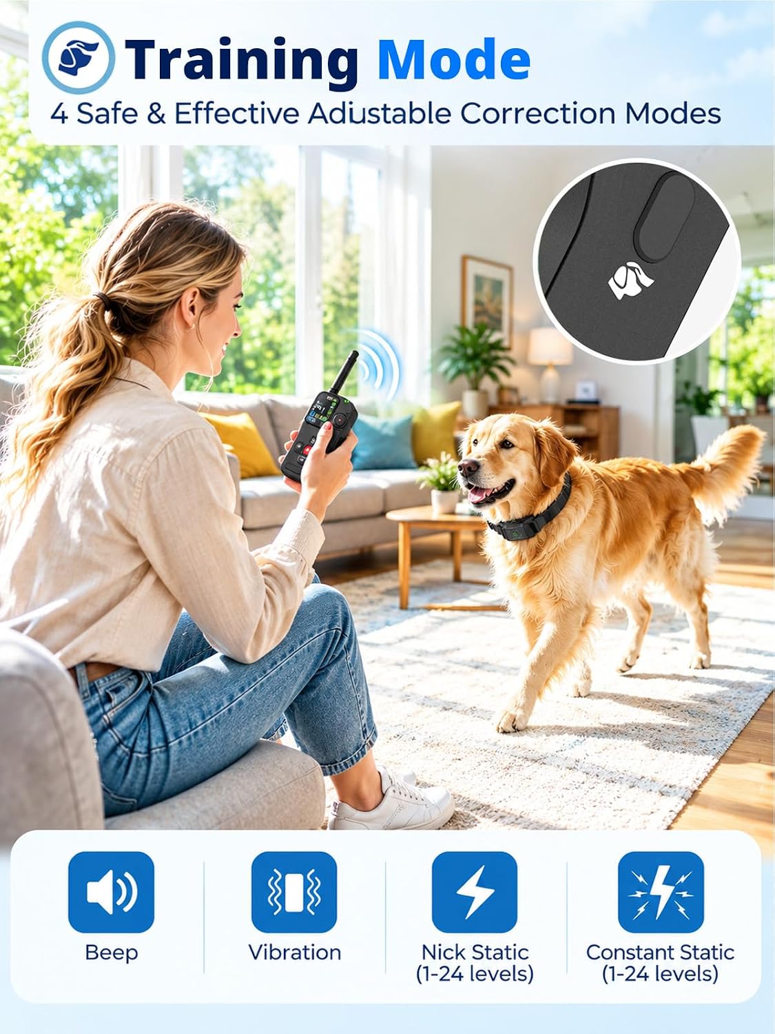 2-in-1 GPS Wireless Dog Fence & Training Collar System for Dogs 20+ lbs