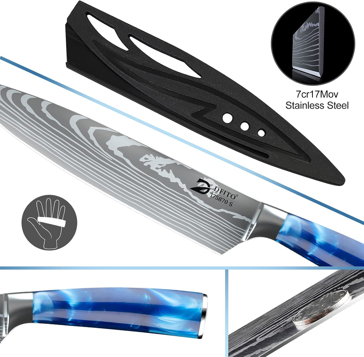 Chef Knife Sets with Roll Bag, 9 Pieces Professional Knife Set