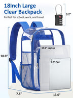 Clear Backpack with TSA Lock, 18” Extra Large Clear Bookbag
