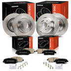 A-Premium Front Vented and Rear Solid Brake Rotors and Ceramic Pads Kit