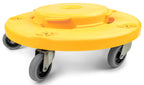 18‑Inch Trash Can Dolly with 5 Swivel Casters High‑Visibility Yellow Rolling Base with Multi Size Compatibility for
