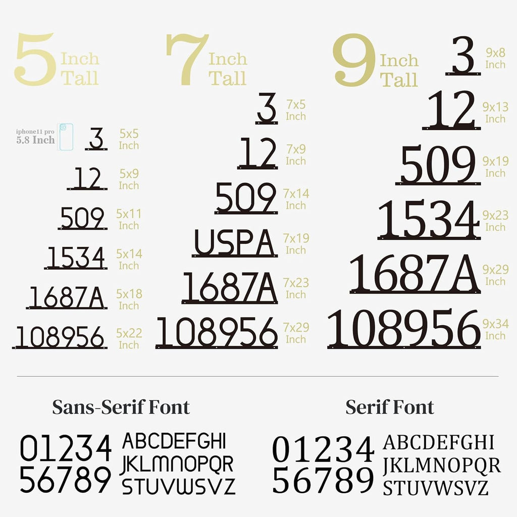 Modern House Numbers for Outside Personalized, Custom Metal Address Siqns for Houses, 5-9 Inch Large Number Address