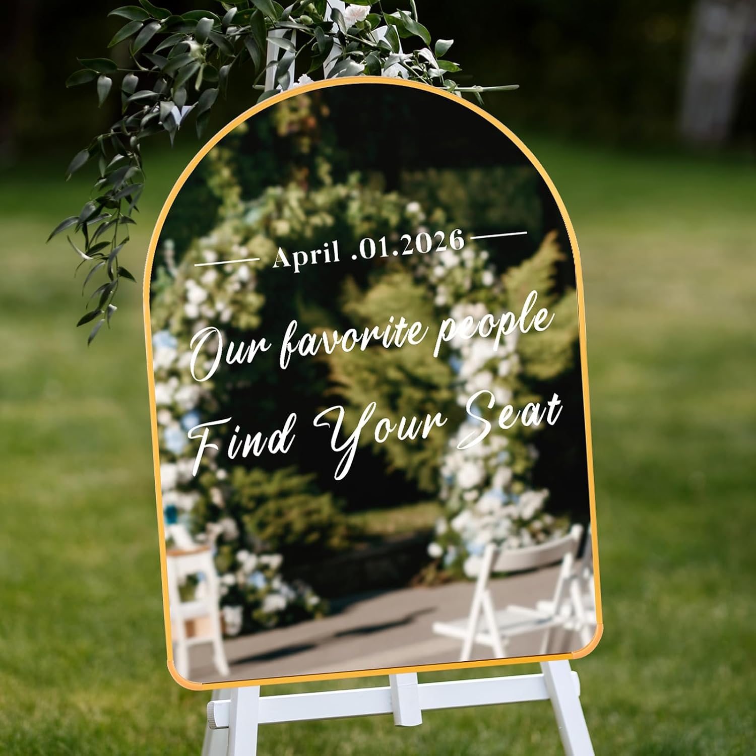 24 x 18 Inch DIY Wedding Seating Chart Mirror with Mirror Decal Sticker Wedding Reception Display Chart Board Our