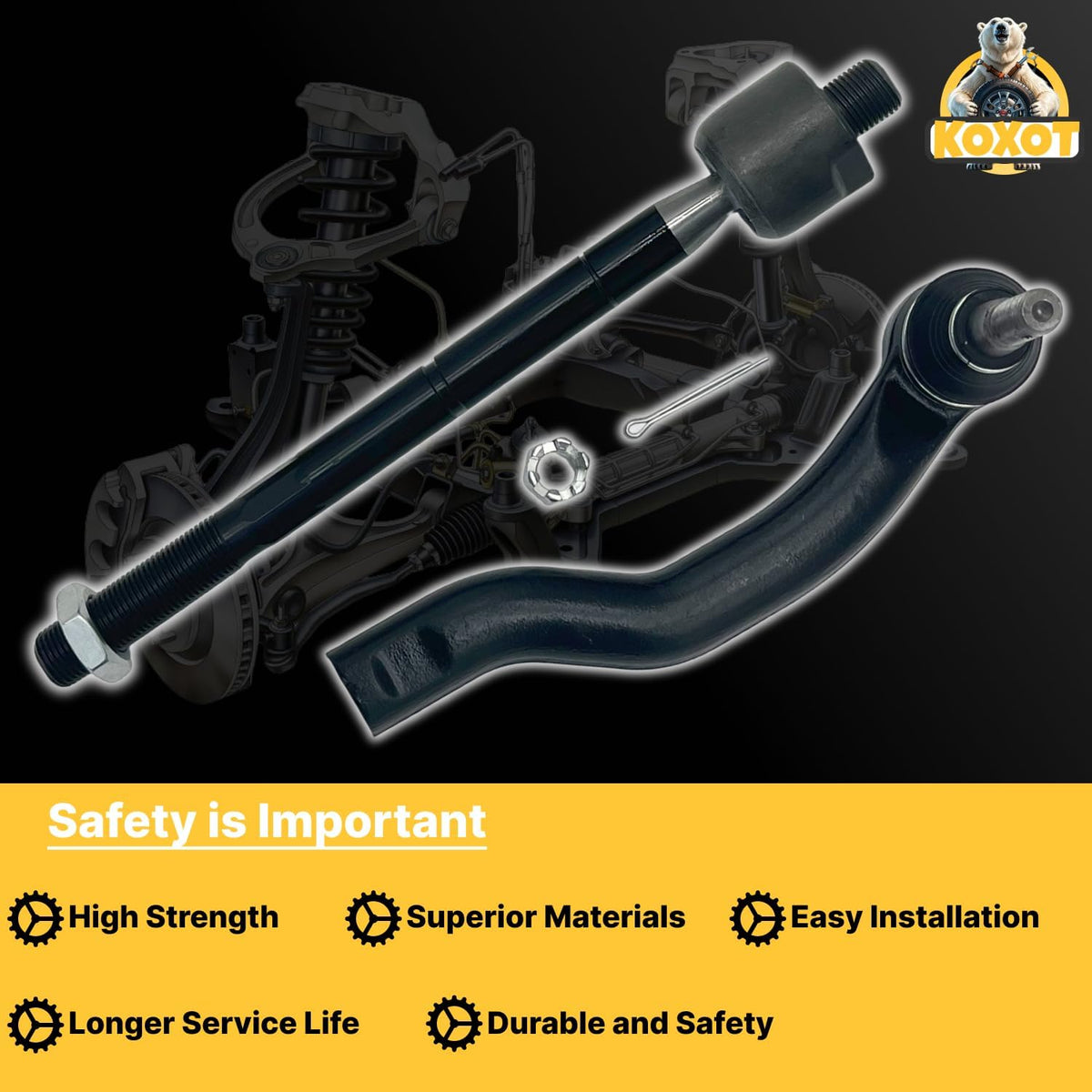 4pcs Front Inner & Outer Tie Rod Ends Kit Fit for Toyota Rav4 2006 2007 2008 2009 2010 2011 2012 2013 2014 2015 2016 2017 2018 | Replaces ES800053 ES800054 EV800328