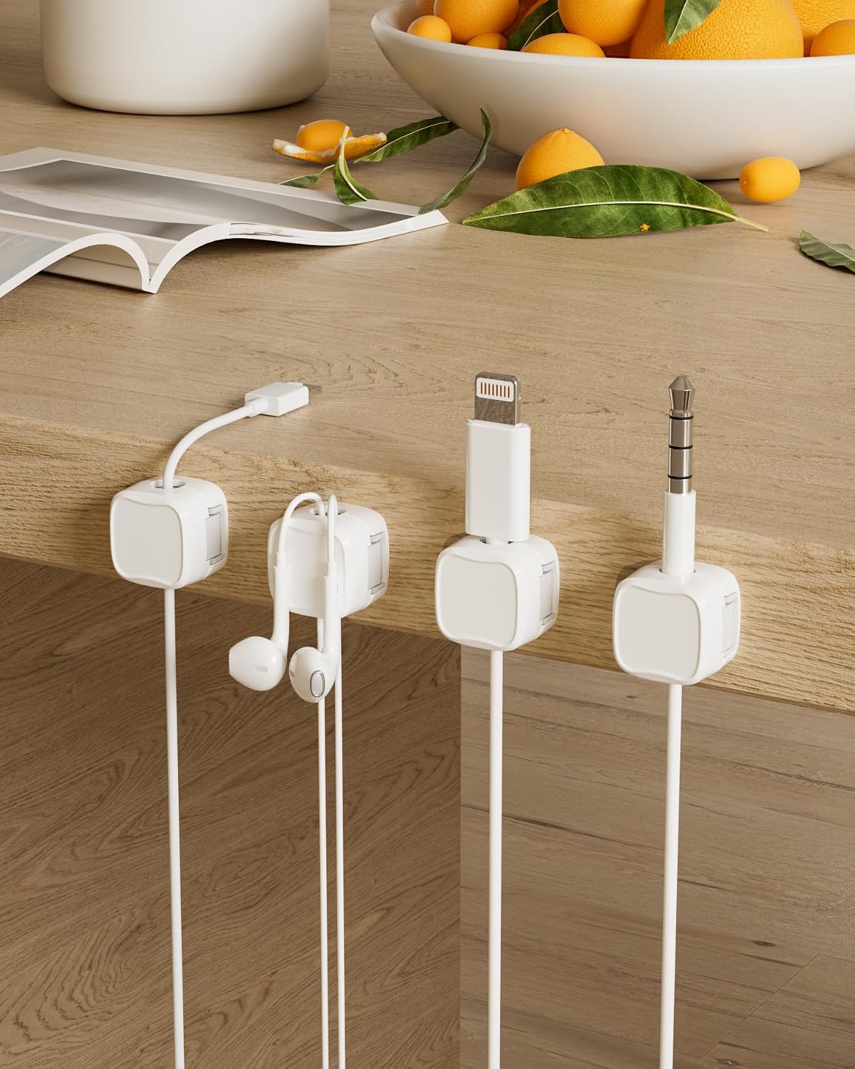 Magnetic Cable Clips, Adjustable Cord Holder Management, Adhesive Wire Keeper Organizer for Home Office Desk Phone PC