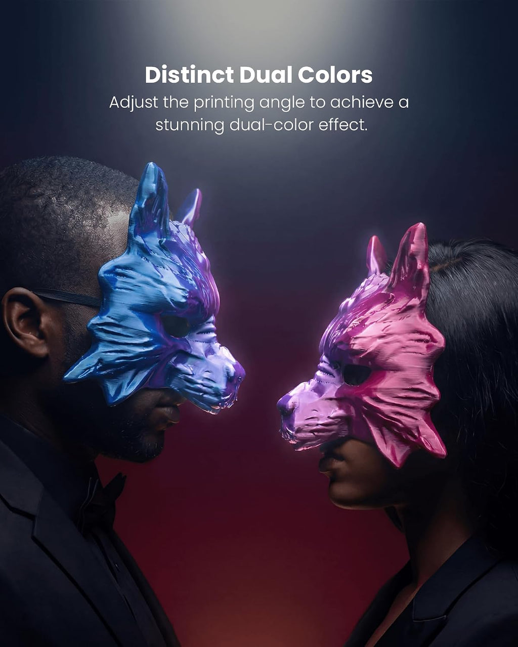 Dual Color Silk PLA Filament 1.75mm, Two-Tone Coextrusion PLA 3D Printer Filament, Shiny Color Change Finish