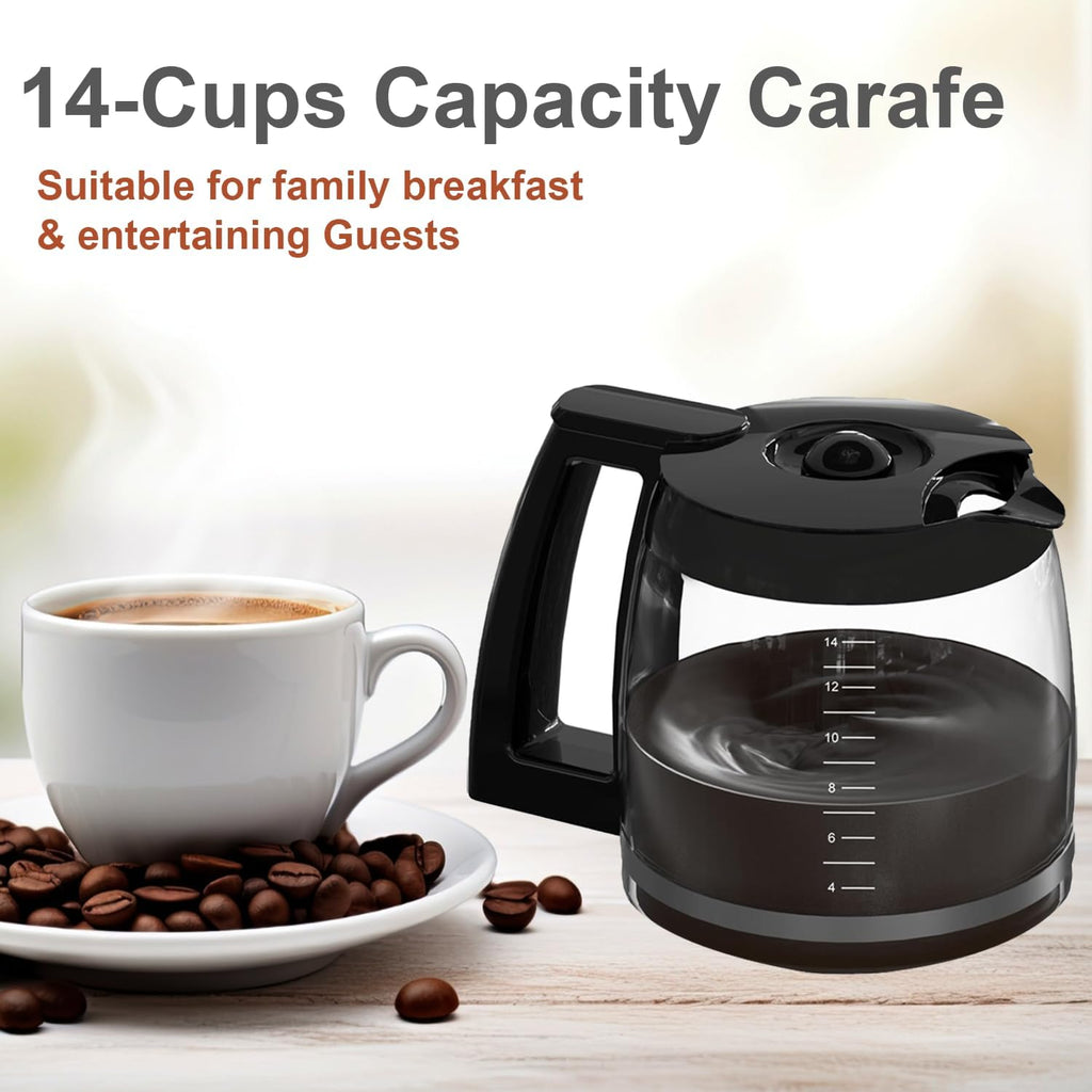 14-Cup Glass Carafe Replacement for Cuisinart Coffee Maker Models DCC-2200RC, DCC-2200, DCC-2600, DCC-2800, DCC-3200