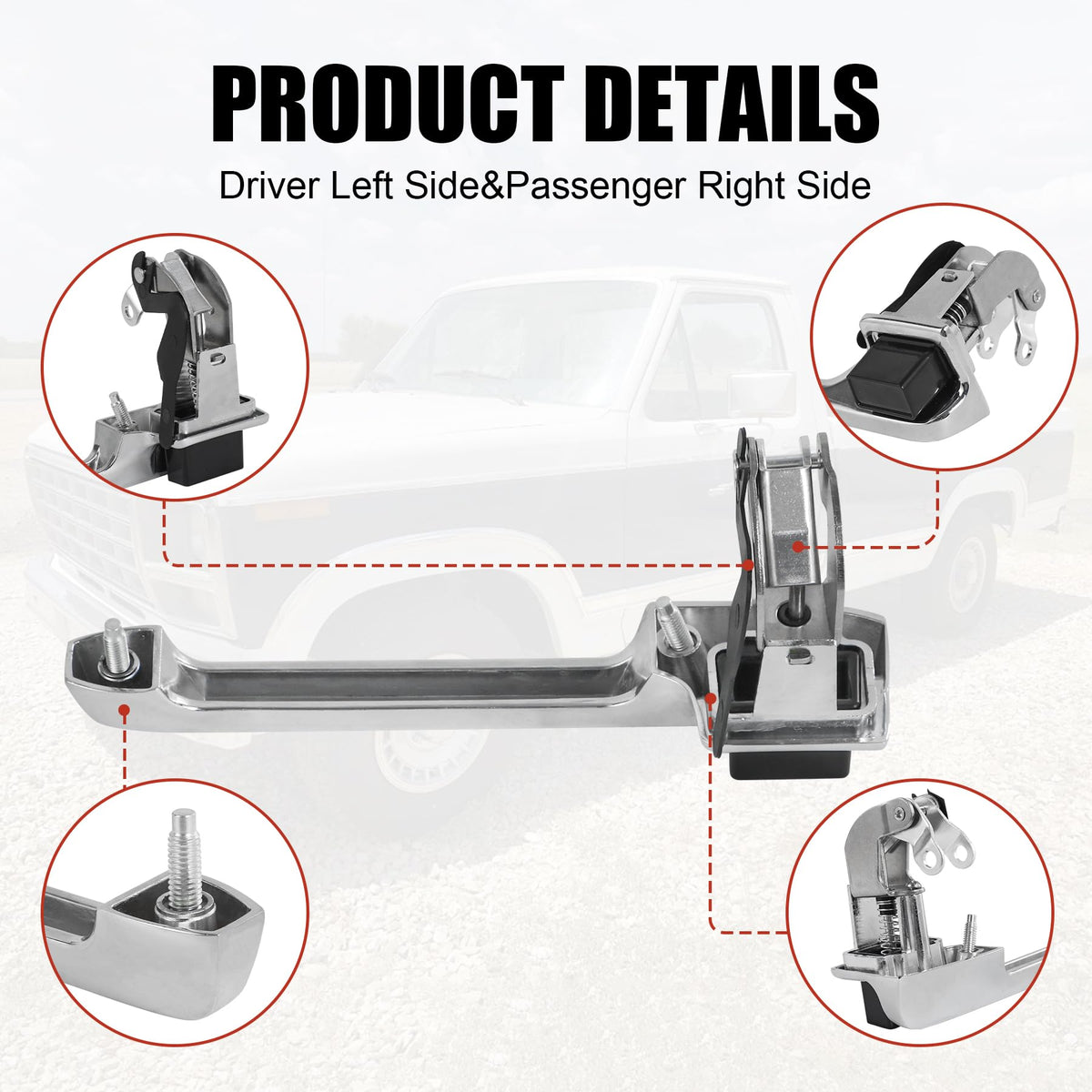 Front Exterior Door Handle Left Side&Right Side Compatible 1980-1996 Ford