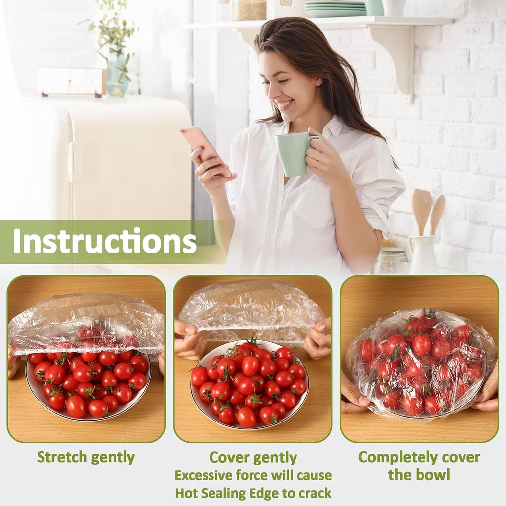 200 Bowl Covers for Bread Proofing - Medium Plastic Wrap for Food