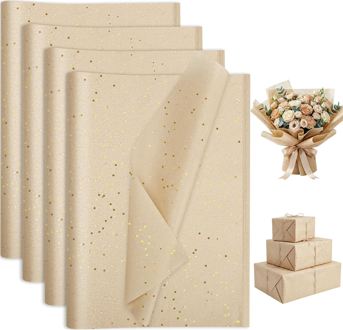 135 Sheets Glitter Tissue Paper Bulk for Gift Bags 20 x 14 Inch