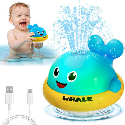 Whale Bath Toys, Toddler Pool Toys for 1 2 3 Year Old Boy, Light Up Baby Bath Toys for Kids Ages 1-3, Bathtub