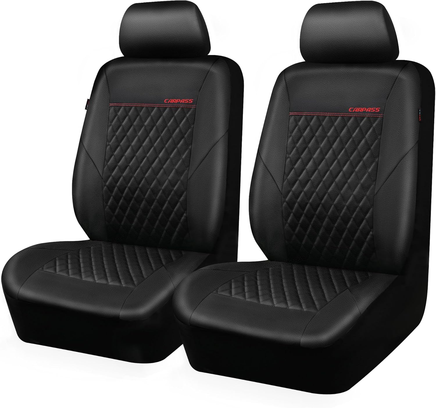 Quilting Leather Seat Cover Two Front Seats Only, Universal Fit Automotive Front Seat Covers Waterproof Deluxe PU