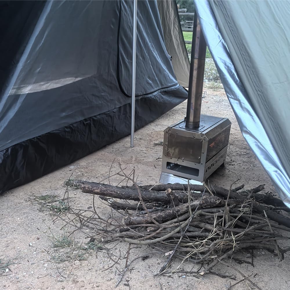 1 Person Tent Lightweight Teepee Hot Tent with Furnace Hole Four Seasons Waterproof Camping Hiking Hunting Fishing