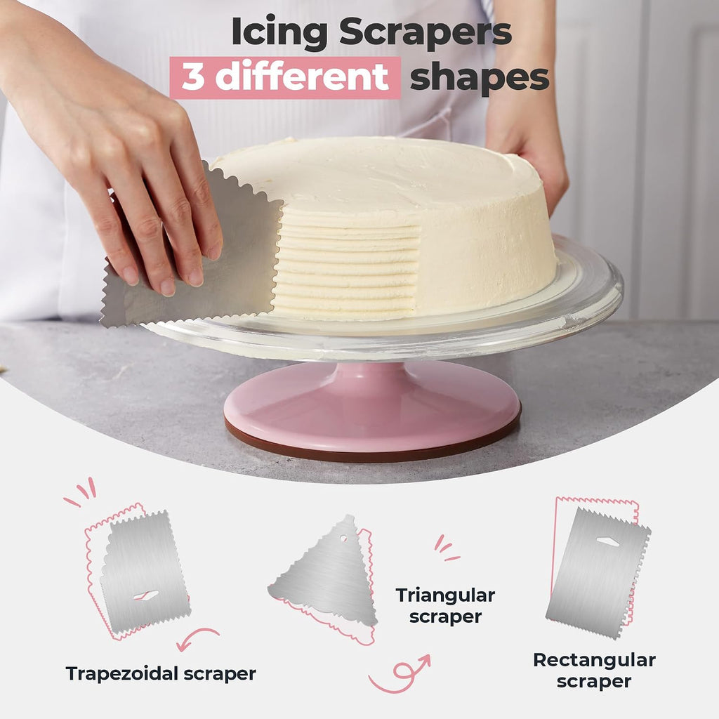 12" Aluminum Cake Turntable Set, Rotating Cake Stand for Decorating
