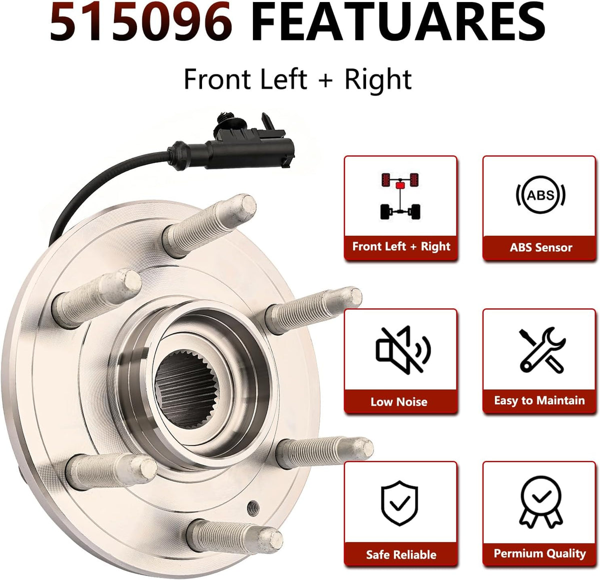 JLEO 4WD Front Wheel Hub Bearing 515096 for Chevy,for GMC,for Cadillac