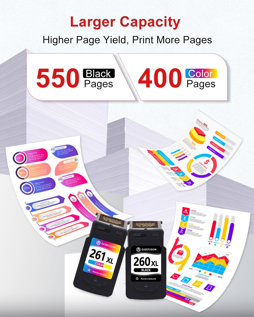 260XL 261XL Replacement for Canon 260 and 261 Ink Cartridges