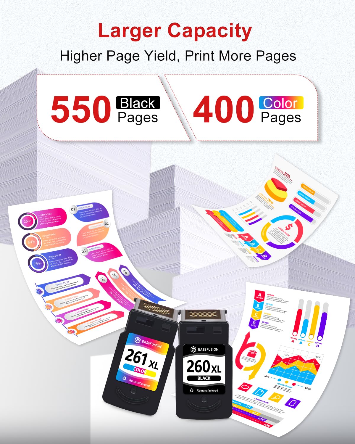 260XL 261XL Replacement for Canon 260 and 261 Ink Cartridges