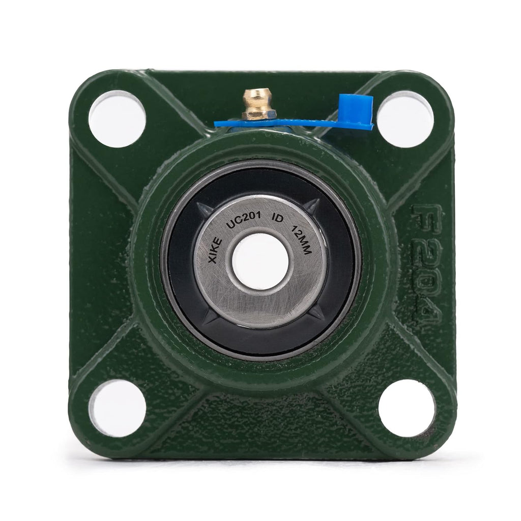 XIKE 2 Pcs UCF201 Bore 12 mm Pillow Block Square Flange Mounted Ball Bearings.